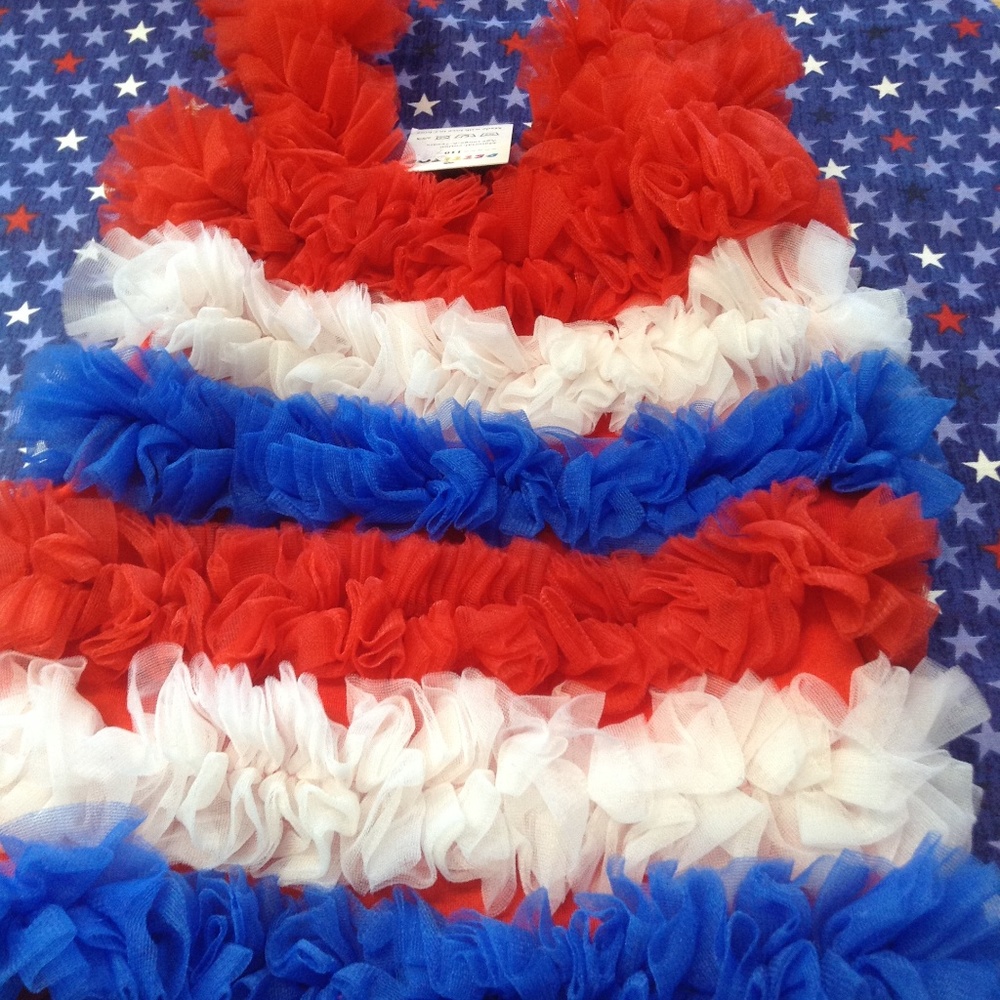 Red, white, and blue tank with soft ruffles! July4